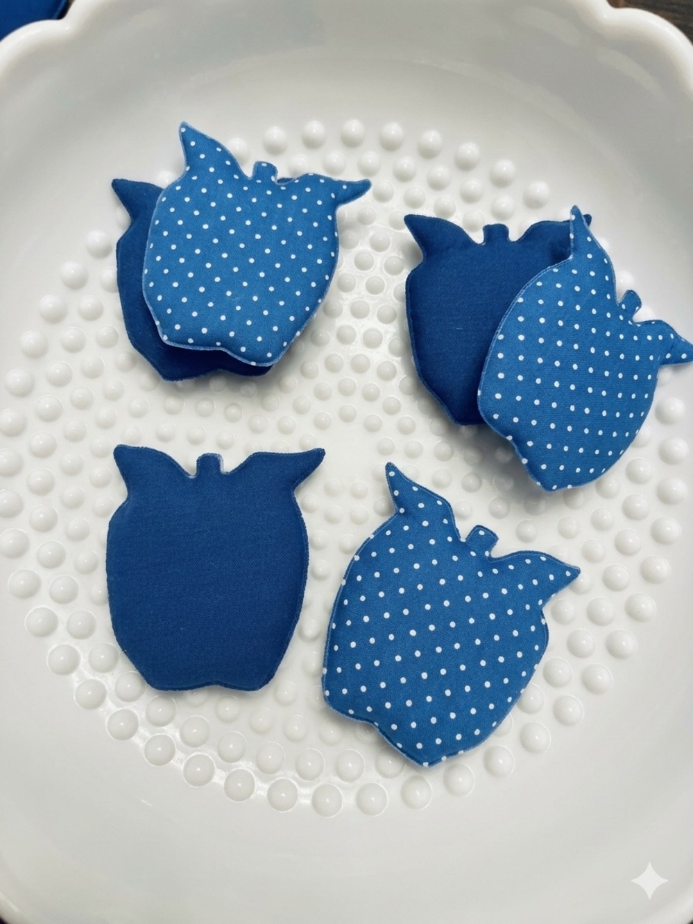 Blue Polka Dot & Solid Apples Fabric Decor Accents